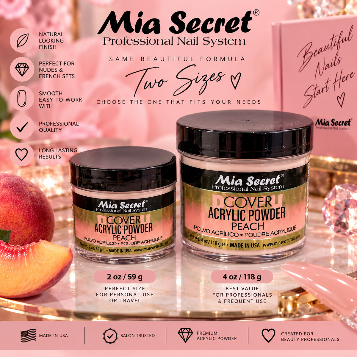 MiaSecret- Peach Acrylic Powder 2oz